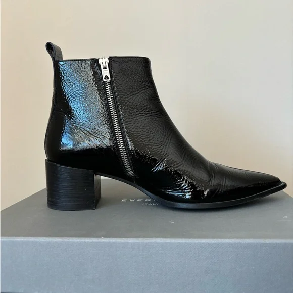 Everlane Boss Boot Black Patent - Picture 3 of 16